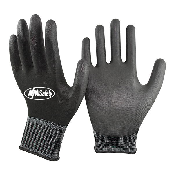 black-polyester-pu-coated-glove