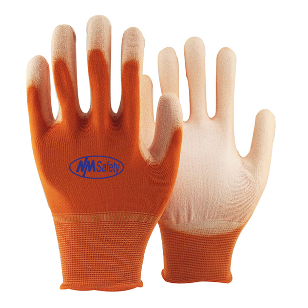 orange-polyester-pu-coated-glove