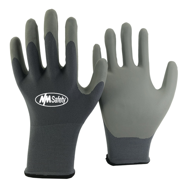 grey water based PU coated glove