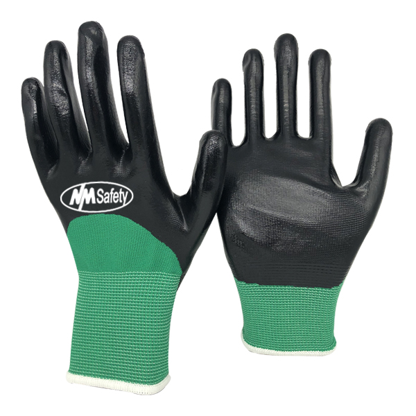 green-nylon-smooth-nitrile-half-coated-gloves