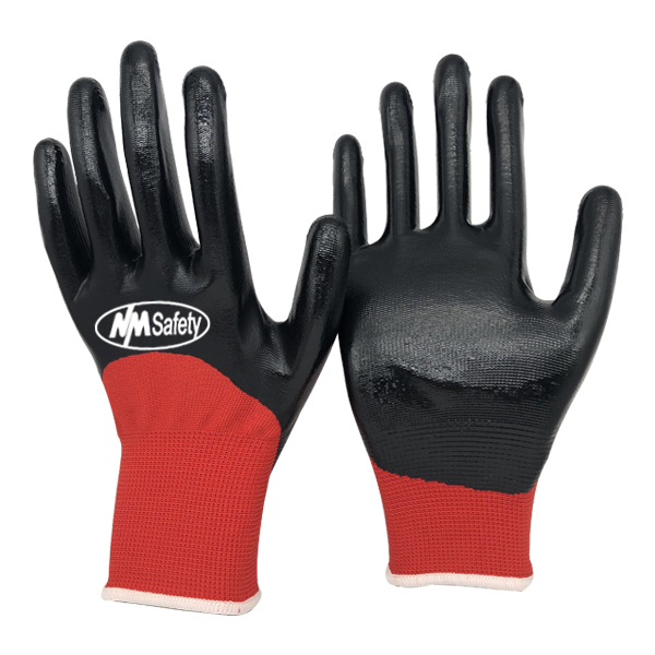 red-nylon-smooth-nitrile-half-coated-gloves