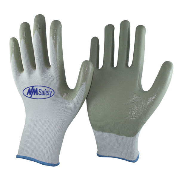 white-polyester-smooth-nitrile-palm-coated-gloves