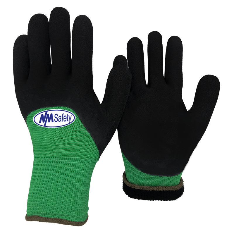 green foam-latex-half-coated-winter-work-glove