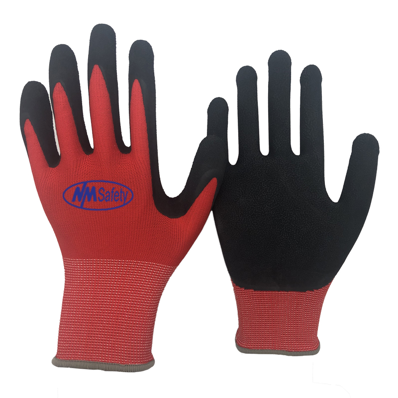red foam-latex-coated-gloves
