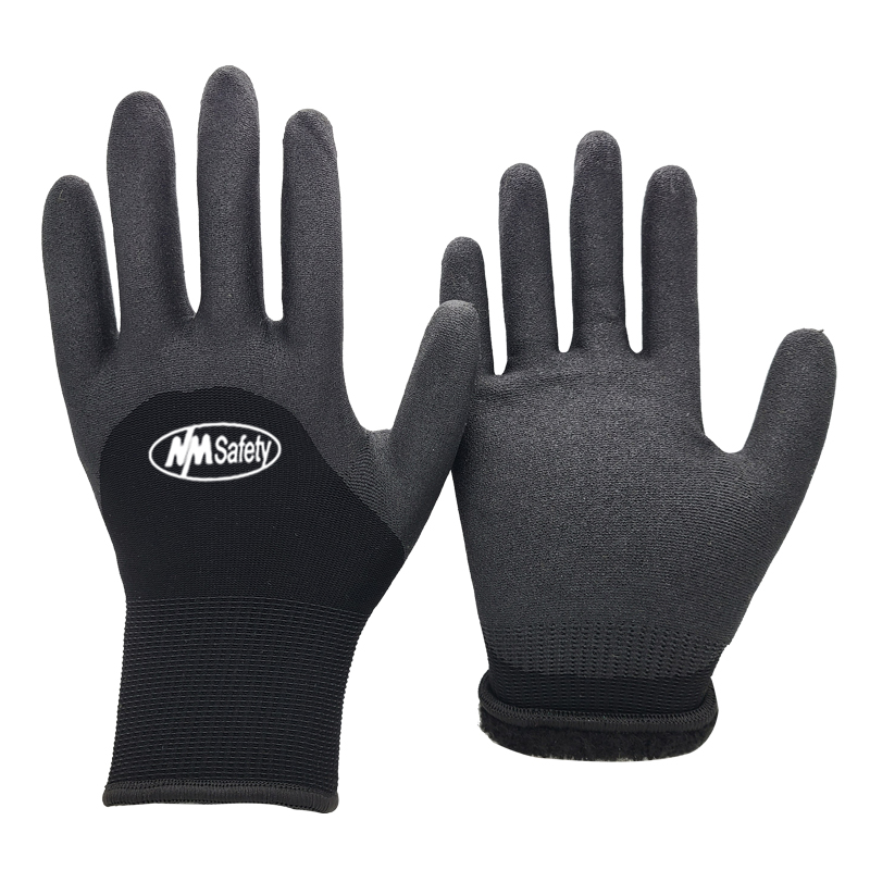 Thermal-liner-Foam-PVC-half-Coated-winter-work-glove-black