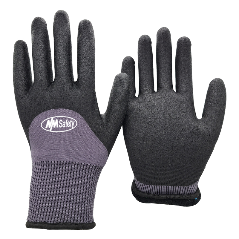 Thermal-liner-Foam-PVC-half-Coated-winter-work-glove-grey