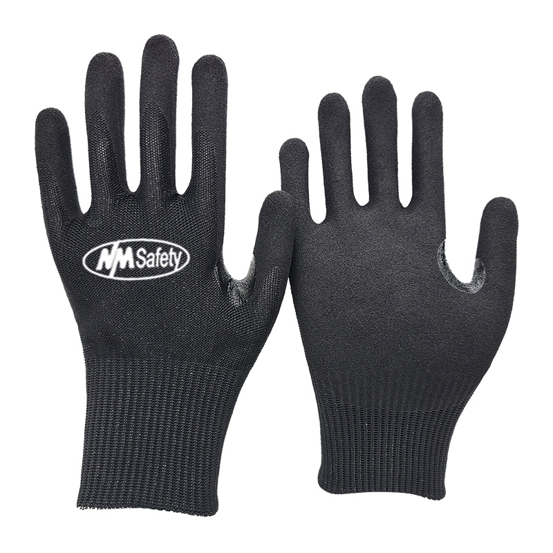 13-gauge-black-cut-resistant-A6-F-sandy-nitrile-coated-gloves