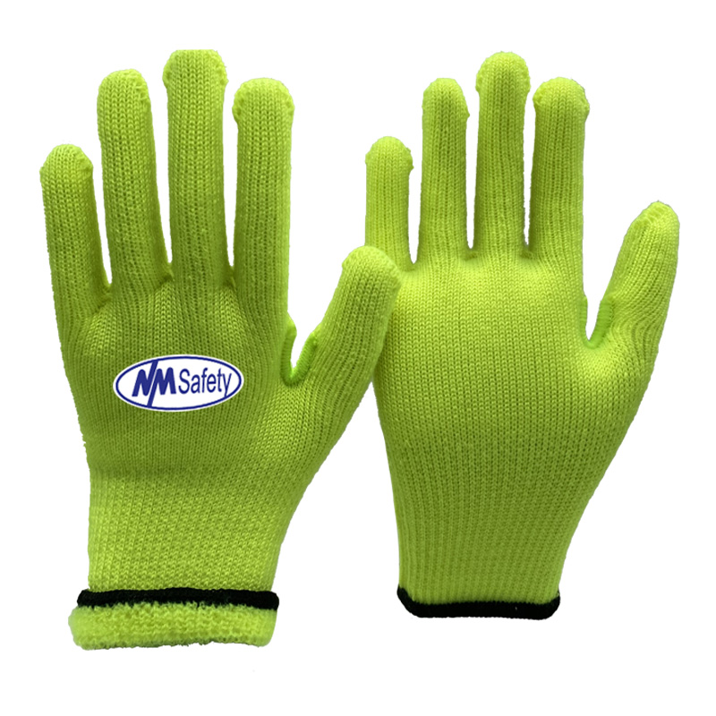 7-gauge-hi-viz-yellow-terry-acrylic-knitted-winter-work-gloves【SKAR007】