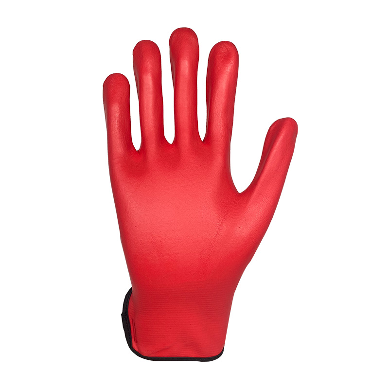 15 gauge red nylon and spandex knitted liner, microfoam nitrile full coated gloves[NY1359FRB]