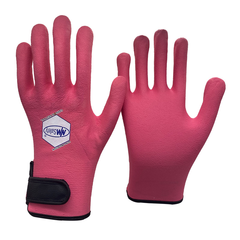 15 gauge pink nylon and spandex knitted liner, microfoam nitrile full coated gloves【NY1359FRB】