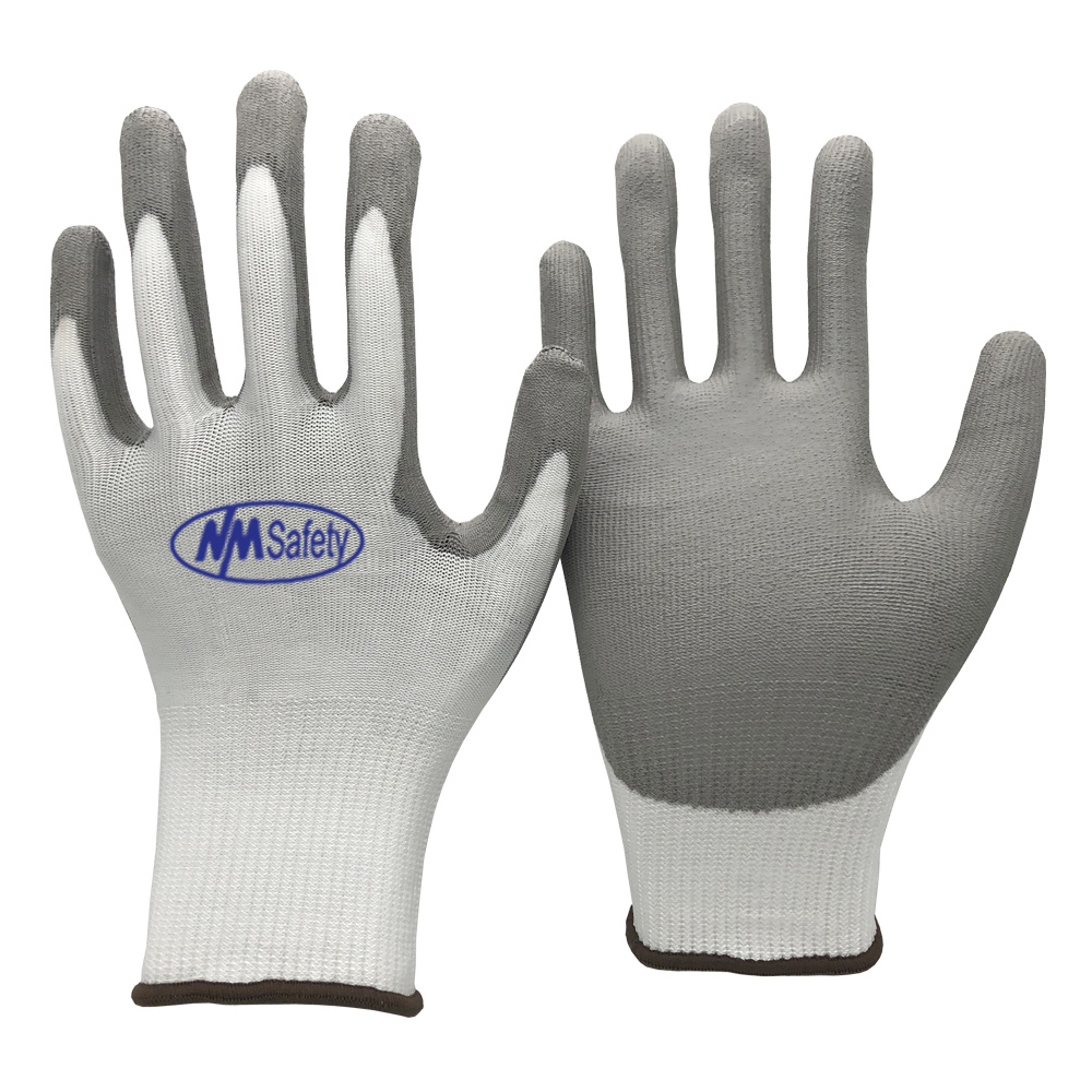 13-gauge-white-HPPE-Cut Resistant PU-Coated-glove